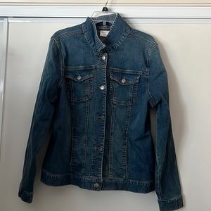 Women with Control Washed Denim Button Front Jean Jacket